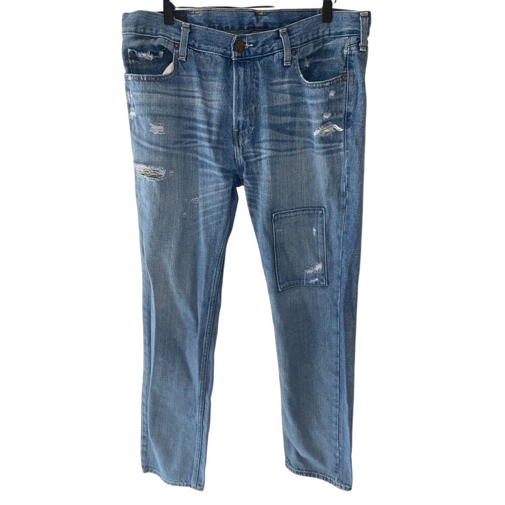 Hollister Skinny Jeans Men's Size 36 x 32 Distressed Patch Blue